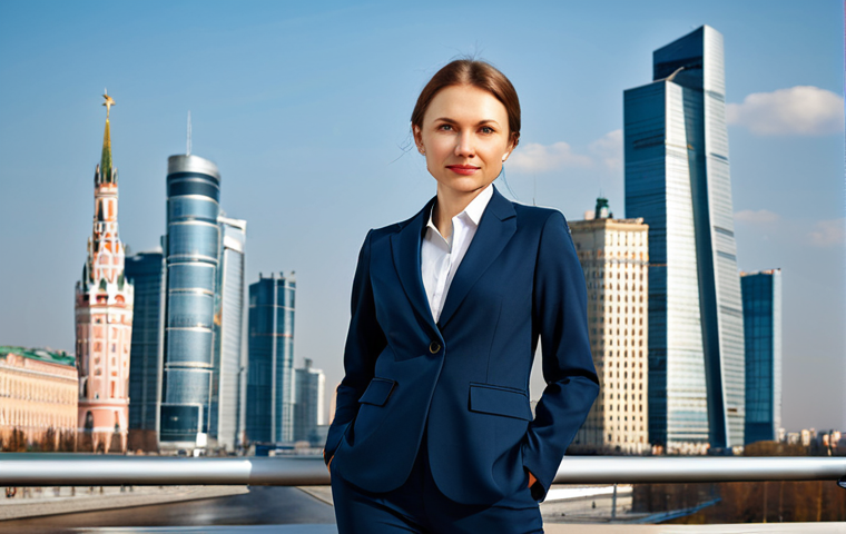 Modern Moscow Businesswoman**
"A professional businesswoman in a stylish, fully clothed business suit, standing in front of the Moscow City skyline, appropriate attire, safe for work, perfect anatomy, natural pose, professional photography, high quality, modern office buildings in the background, modest."
**